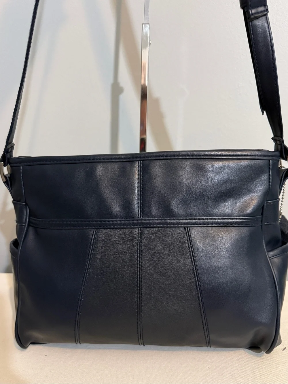 Classic Navy Genuine Leather Crossbody Shoulder Bag